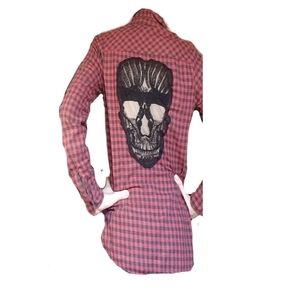 Hot topic red flannel with skull lace cutout